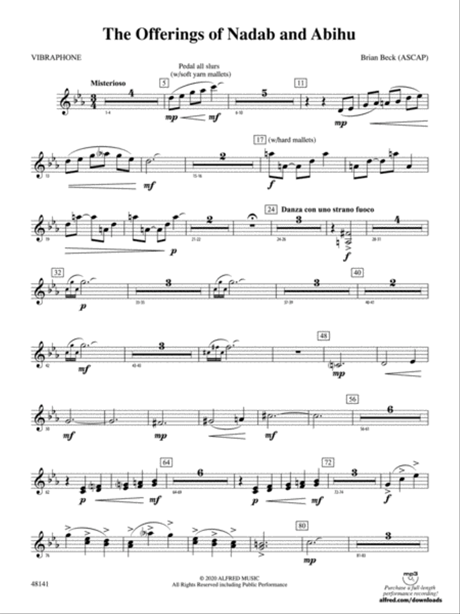 The Offerings of Nadab and Abihu: VibraphoneConcert Band- Digital Sheet Music