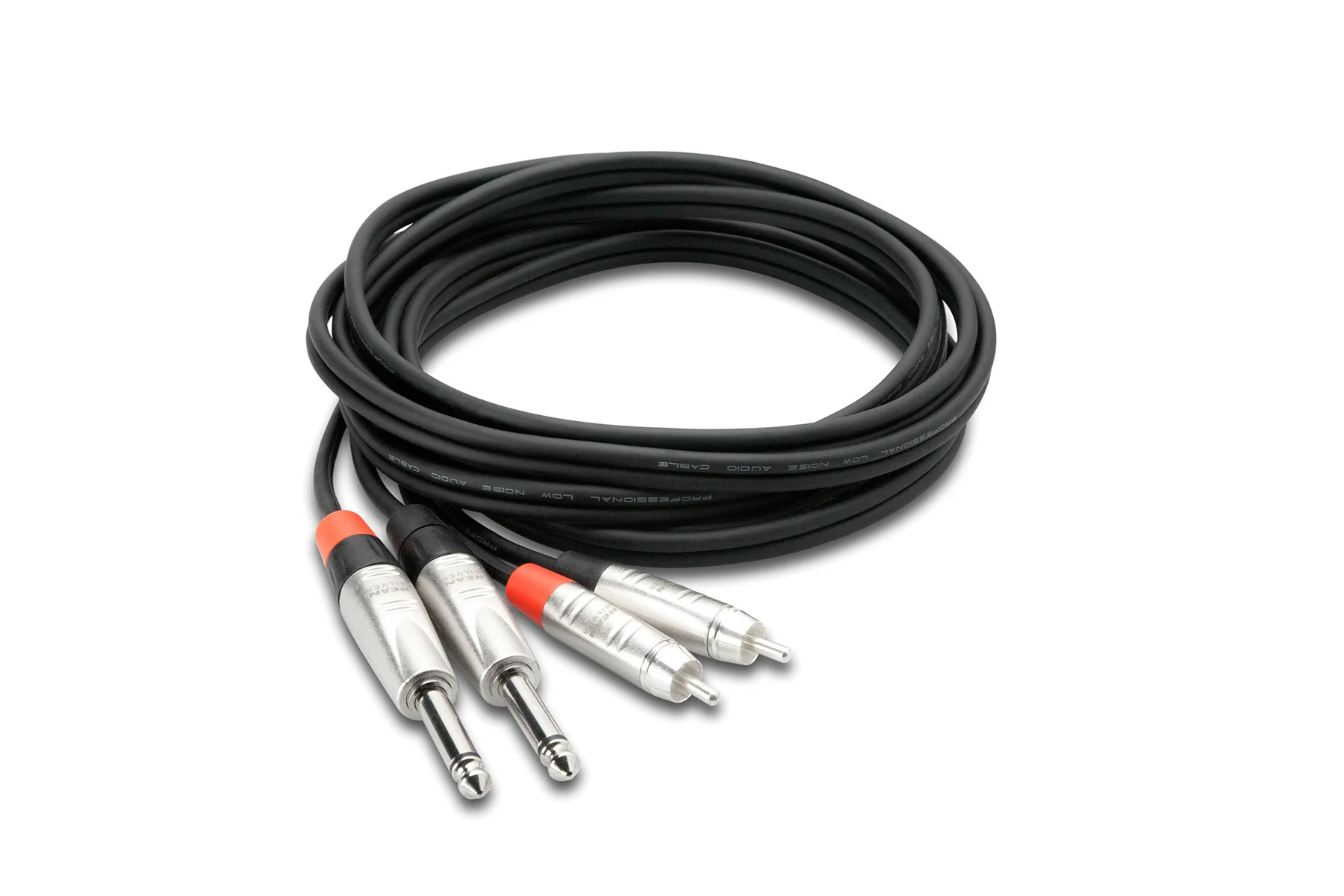 Hosa HPR-003X2 Pro Stereo Interconnect, Dual REAN 1/4 in TS to RCA, 3 ft