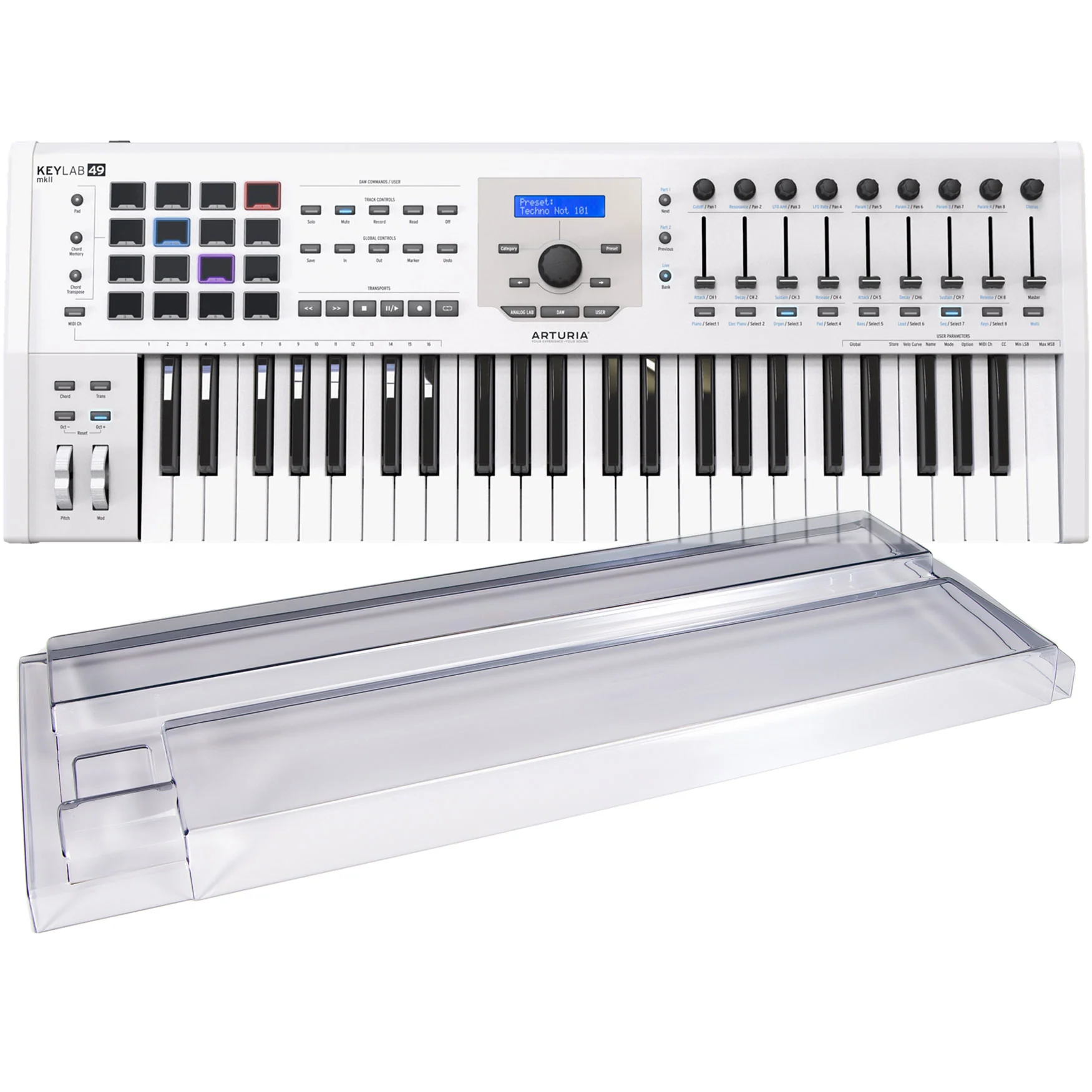 Arturia KeyLab MkII 49 MIDI/USB/CV Controller - White DECKSAVER KIT