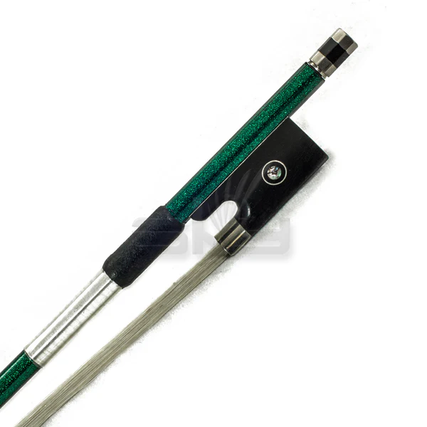 SKY 4/4 Violin Bow Satin Carbon Fiber Round Stick Double Pearl Eye Frog - Green